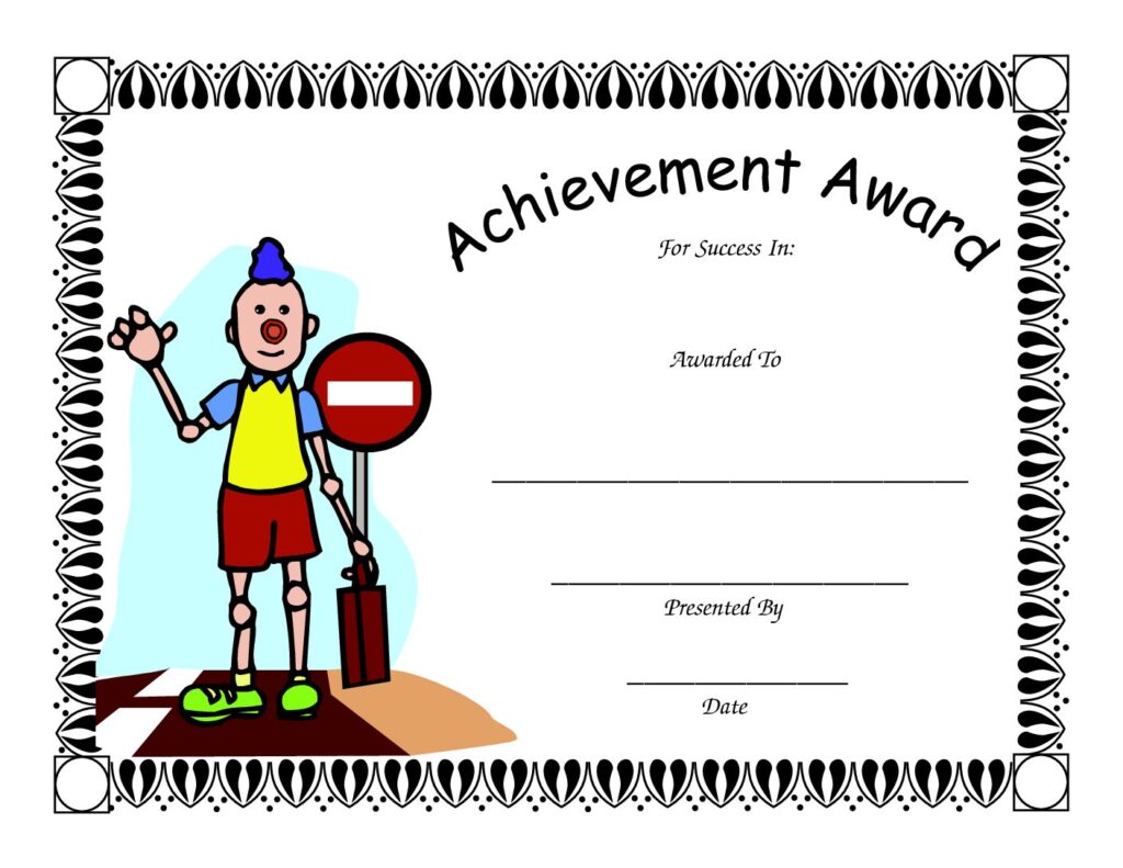 blank achievement award certificate