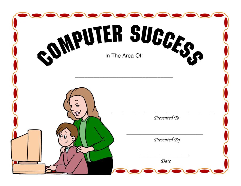 computer success award certificate