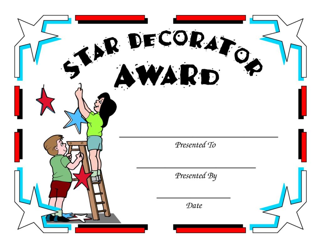 star decorator award certificate