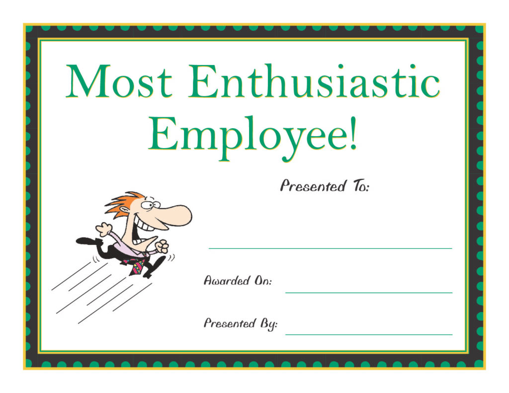 enthusiastic employee award certificate