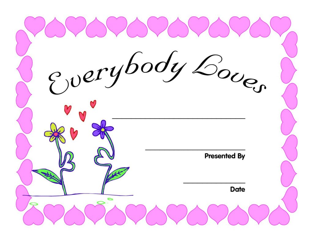 everybody loves award certificate