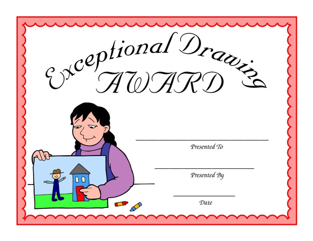 exceptional drawing award certificate