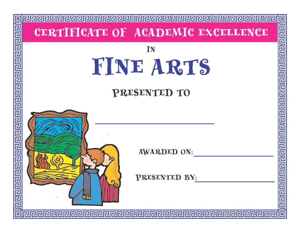 fine arts award certificate