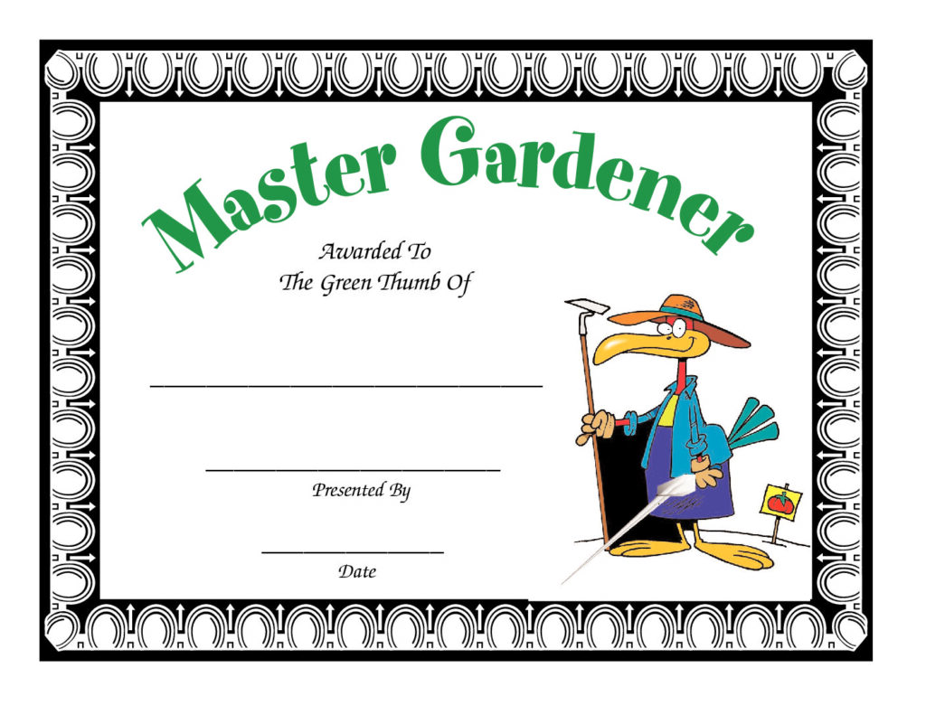 master gardener award certificate