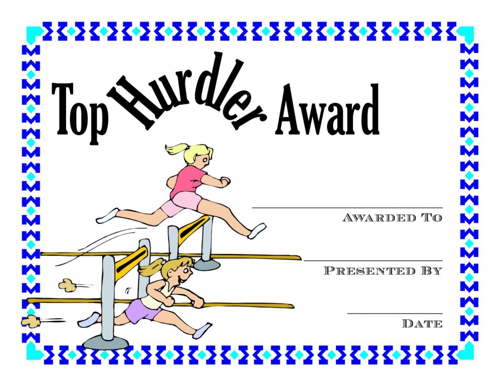 top hurdler award certificate