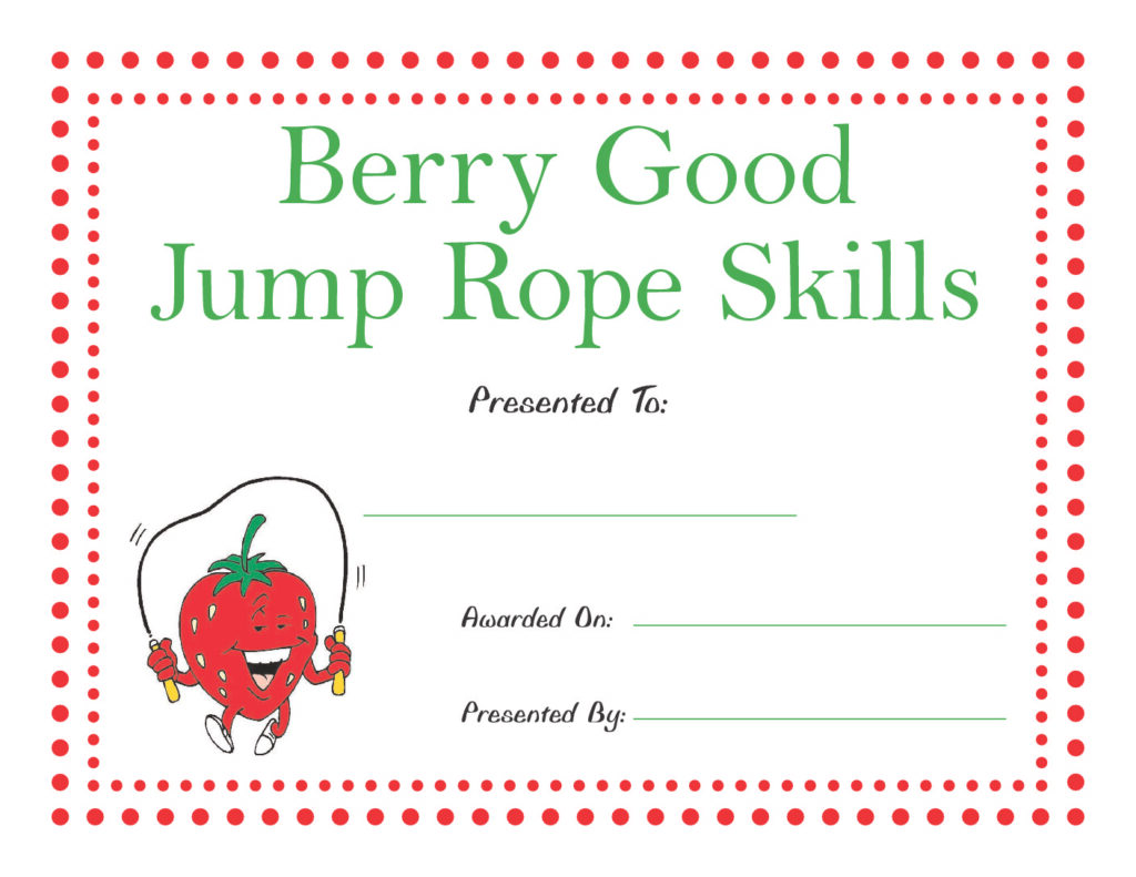 jump rope skills award certificate