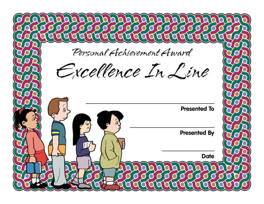 standing in line award certificate