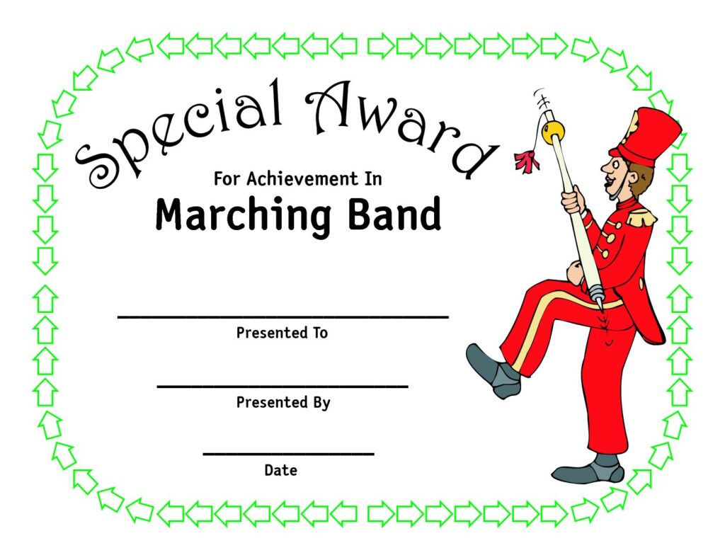 marching band award certificate