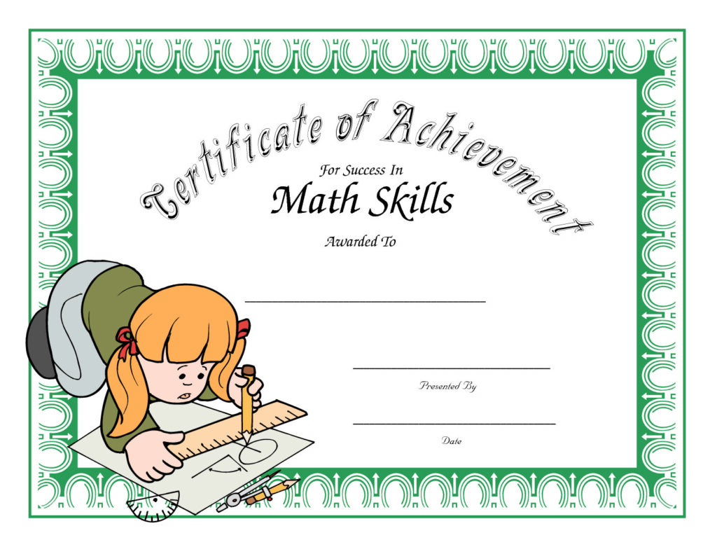 math skills award certificate