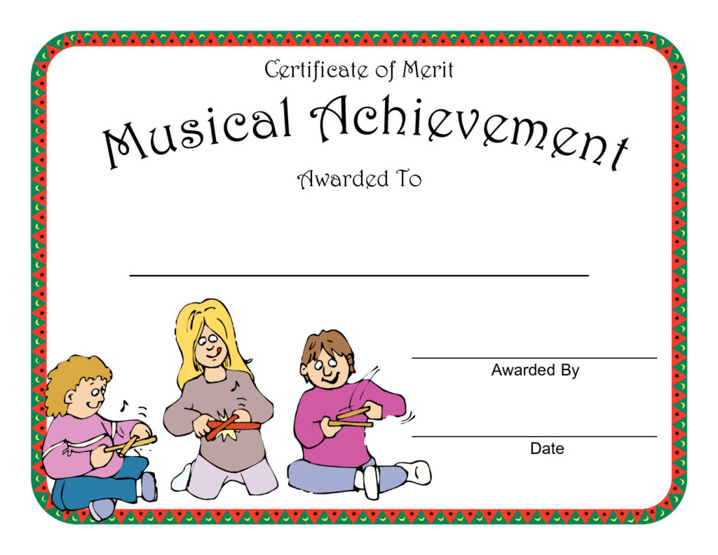 musical achievement award certificate