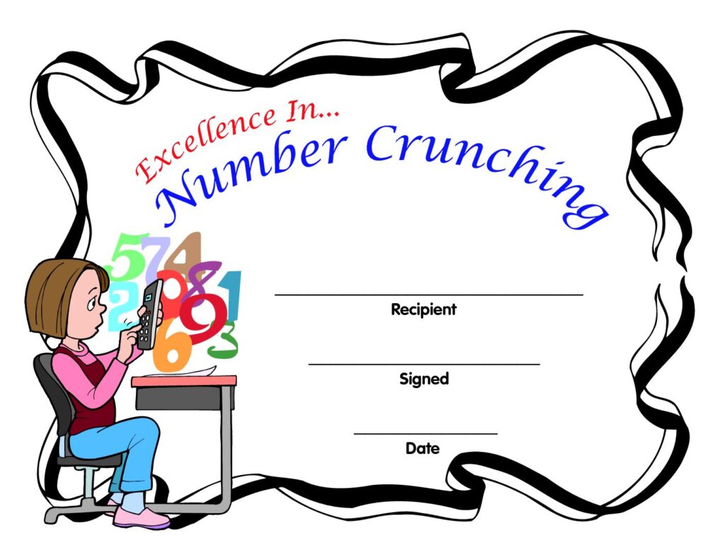 number crunching award certificate