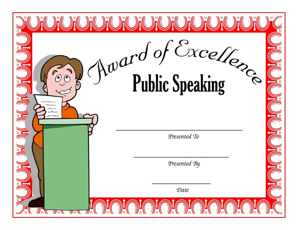 public speaking award certificate