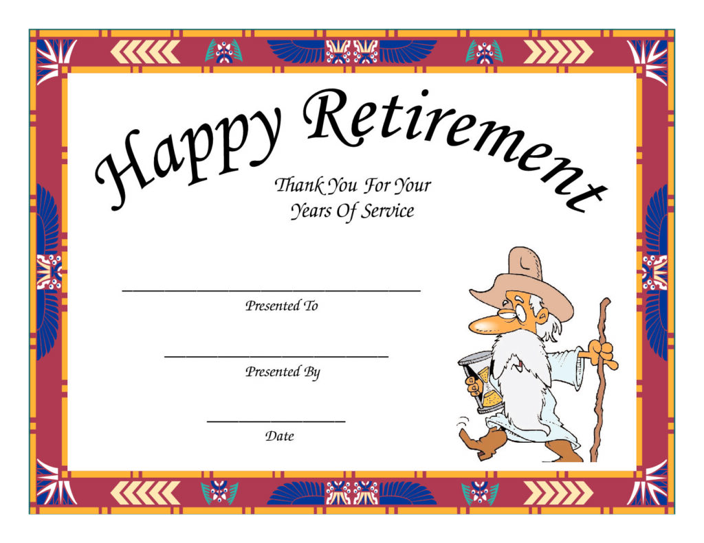 happy retirement award certificate