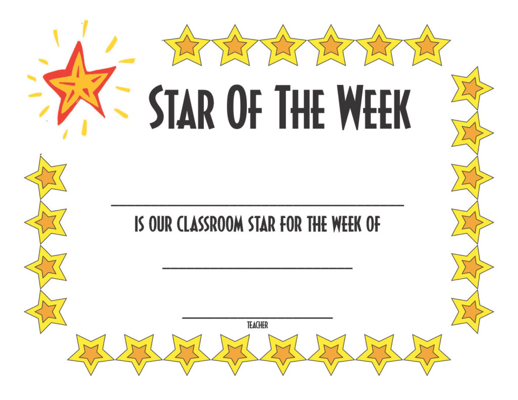 Star of the Week Award Certificate