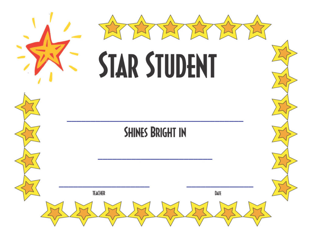 Star Student Award Certificate