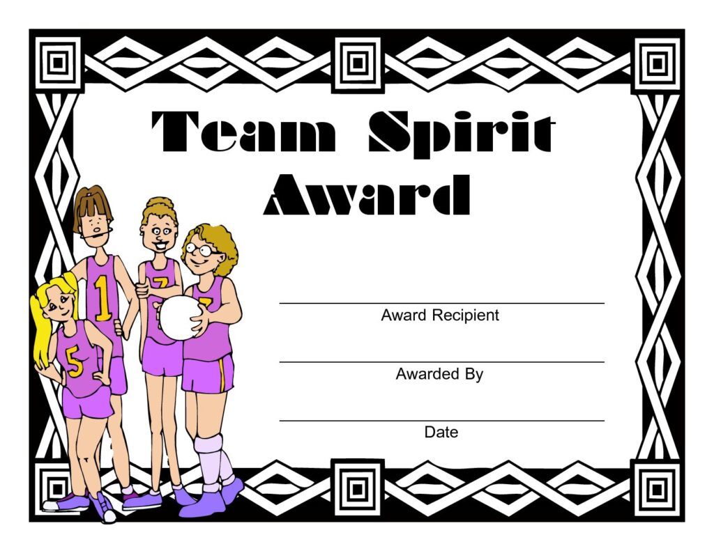 Team Spirit Award Certificate