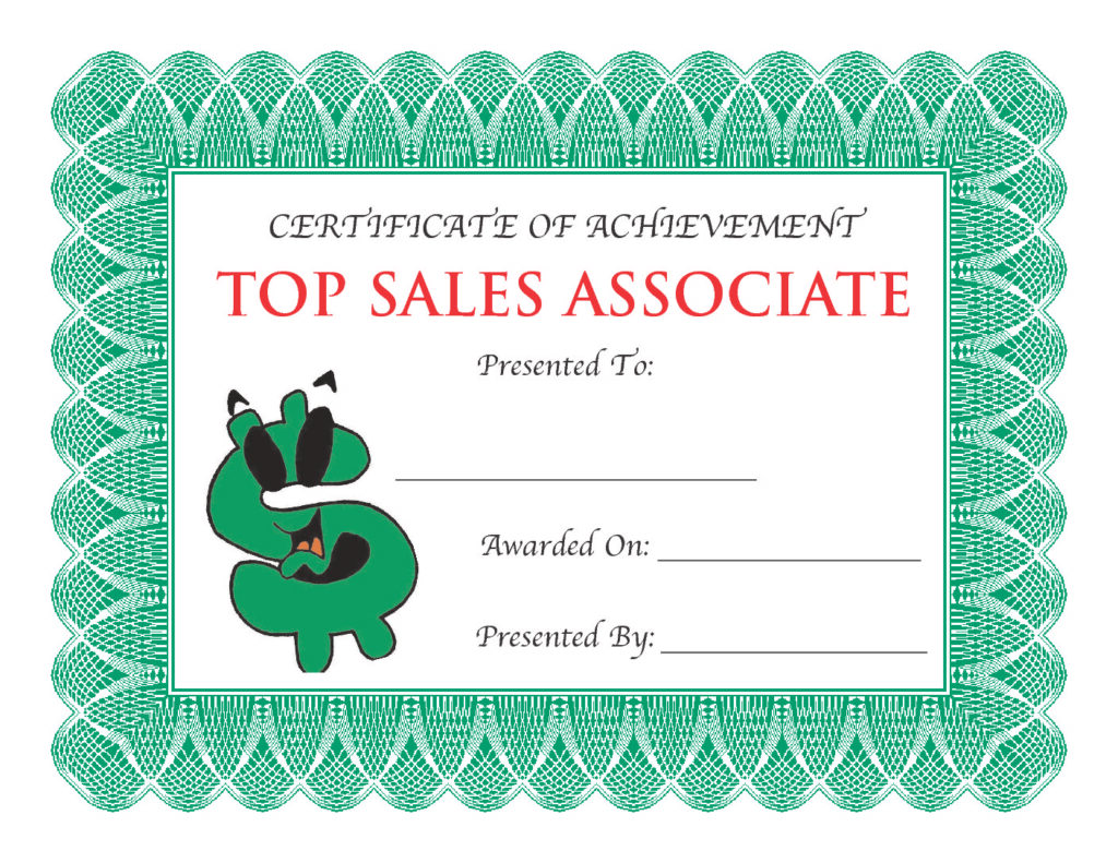 Top Sales Associate Award Certificate