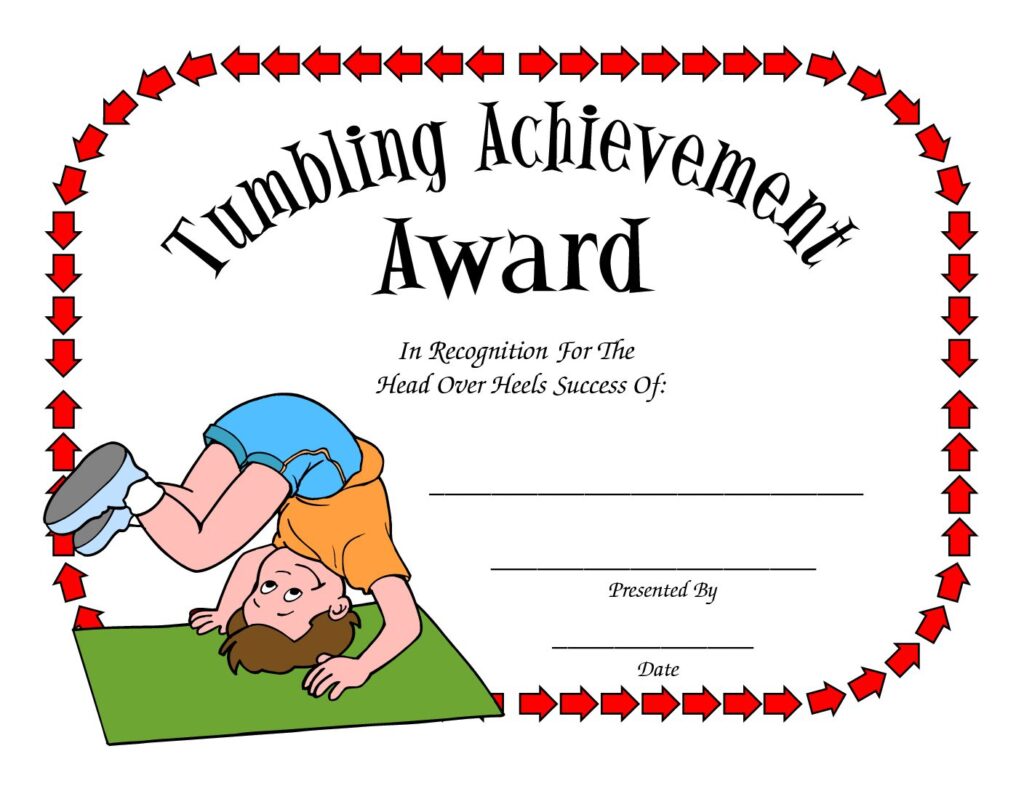 Tumbling Award Certificate