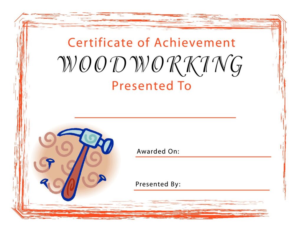 Woodworking Award Certificate