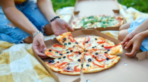 round pizza in square box